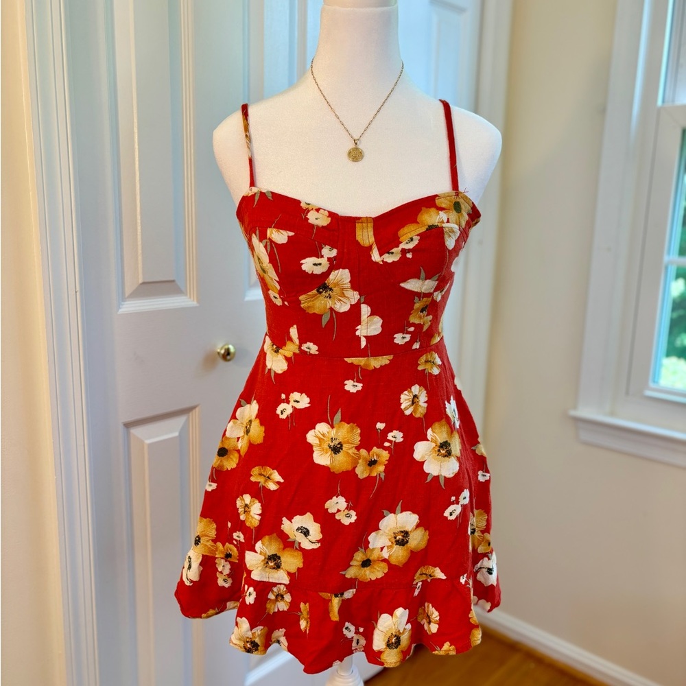 Speechless Red and Yellow Floral Dress